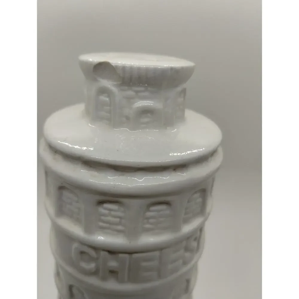 Leaning Tower of Pisa Ceramic Cheese Shaker White Parmesan Cheese Shaker - Chips